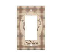 Couvercle d'interrupteur à bascule simple en plastique beige - Motif cercle à carreaux - Taille standard - Décoration pour chambre à coucher, salle de bain, cuisine, entrée