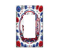 Couvercle d'interrupteur à bascule simple en plastique rouge avec motif de chat - Croix patriotique - Indépendance - Taille standard - Pour maison, salon, chambre à coucher, salle de bain