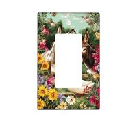 Couvercle d'interrupteur à bascule simple en plastique vert de printemps - Motif âne - Fleurs de canard rustique - Taille standard - Décoration pour salon, chambre à coucher, maison et bureau