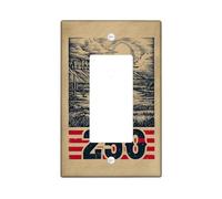 Couvercle d'interrupteur à bascule simple paysage vintage occidental cactus montagne été beige plastique taille standard accents plaques d'interrupteur mural pour chambre à coucher, salle de bain