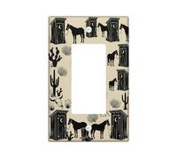 Couvercle d'interrupteur à bascule simple pour salle de bain - Style occidental rustique - Cactus d'automne - En plastique beige - Taille standard - Pour chambre à coucher, bureau, cuisine, entrée