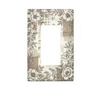 Couvercle d'interrupteur à bascule simple pour salle de bain, vintage, rustique, feuille et baie, beige, taille standard, en plastique, décoration pour nouvel appartement, maison, chambre à coucher