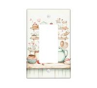 Couvercle d'interrupteur à bascule simple pour théière de cuisine, vintage fantaisie, cupcake cœur, printemps, vert pastel, en plastique taille standard, accents muraux pour chambre à coucher, salle