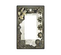 Couvercle d'interrupteur à bascule simple pour toilettes, salle de bain, icônes de règles d'art vintage, sans plastique doré, taille standard, plaque décorative pour nouvel appartement, maison