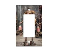 Couvercle d'interrupteur à bascule simple robot steampunk industriel horloge sans plastique bronze taille standard plaque décorative pour la maison, le salon, la chambre à coucher, la salle de bain