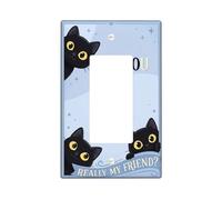 Couvercle d'interrupteur à bascule unique en forme de chat - Étoiles fantaisistes - Bulles de discours d'Halloween - Plastique bleu - Taille standard - Décoration pour chambre à coucher, salle de bain