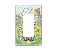 Couvercle d'interrupteur à bascule unique en forme de chat, trophée de dessin animé ludique, ballon de football, en plastique vert d'été, taille standard, plaques d'interrupteur mural pour maison