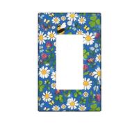Couvercle d'interrupteur à bascule unique en forme de chrysanthème, printemps, nature, abeille, papillon, printemps, bleu, taille standard, accents muraux pour nouvel appartement, maison, chambre à