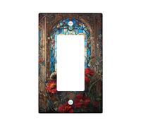 Couvercle d'interrupteur à bascule unique en forme de lion, fleurs en verre teinté nature artistique, sans plastique marron, taille standard, accents muraux pour maison, salon, nouvel appartement