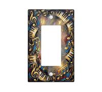 Couvercle d'interrupteur à bascule unique en forme de notes de musique, touches de piano artistiques élégantes, tourbillons, sans plastique doré, taille standard, accents muraux pour maison, salon