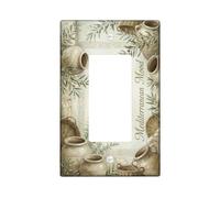 Couvercle d'interrupteur à bascule unique en forme d'olive, panier en poterie rustique méditerranéen, sans plastique beige, taille standard, plaque décorative pour maison, salon, nouvel appartement