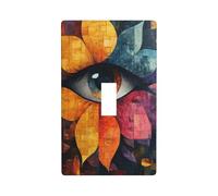 Couvercle d'interrupteur abstrait avec œil et fleur - Plaque murale décorative à bascule unique pour cuisine, ferme, chambre à coucher, salle de bain