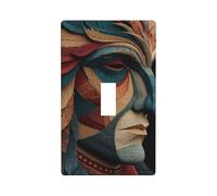 Couvercle d'interrupteur abstrait - Motif homme indigène - Plaque murale décorative à bascule unique pour cuisine, ferme, chambre à coucher, salle de bain