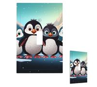 Couvercle d'interrupteur avec cinq pingouins mignons - Plaque murale 1 gang - Couverture décorative pour prise électrique - Plaque frontale pour salle de bain et cuisine - 12,7 x 7,6 cm