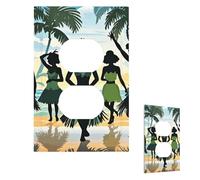 Couvercle d'interrupteur avec cinq silhouettes de danse hawaïenne - Plaque murale décorative pour prise électrique - Plaque frontale pour salle de bain et cuisine - 12,7 x 7,6 cm