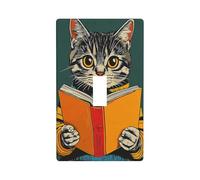 Couvercle d'interrupteur de lecture vintage en forme de chat tigré - Plaque murale simple pour cuisine, ferme, chambre à coucher, salle de bain