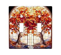 Couvercle d'interrupteur/de prise de courant d'arbre d'automne - Feuilles d'oranger rustiques pour décoration d'intérieur, plaques murales en thermoplastique - Double bascule de taille standard