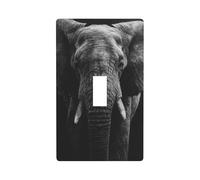 Couvercle d'interrupteur décoratif à bascule simple pour cuisine, ferme, chambre à coucher, salle de bain - Motif éléphant noir et blanc