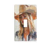 Couvercle d'interrupteur décoratif à bascule unique pour cuisine, ferme, chambre à coucher, salle de bain - Chapeau de cowboy blonde
