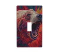 Couvercle d'interrupteur décoratif à bascule unique pour cuisine, ferme, chambre à coucher, salle de bain - Motif ours rugissant