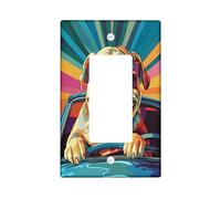 Couvercle d'interrupteur décoratif amusant en forme de bouledogue 1 gang à bascule simple, couverture murale pop art chien, taille standard, plaque frontale électrique pour chambre à coucher, salon