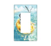 Couvercle d'interrupteur décoratif amusant en forme de chien dalmatien à 1 voie, plaque murale à bascule simple, couverture murale en forme de chien de scène d'été, taille standard, plaque frontale