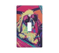 Couvercle d'interrupteur décoratif amusant en forme de chien pékinois à 1 bouton unique, couverture murale pop art chien, taille standard, plaque frontale électrique pour chambre à coucher, salon