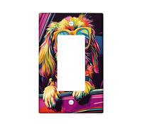 Couvercle d'interrupteur décoratif amusant en forme de chien pékinois à bascule unique, plaque murale pop art chien, plaque murale électrique, pour chambre à coucher, salon
