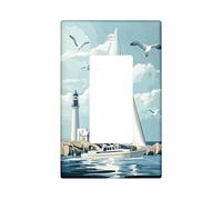 Couvercle d'interrupteur décoratif amusant en forme de voilier à bascule simple, plaque murale de bateau phare, taille standard, plaque frontale électrique pour chambre à coucher, salon