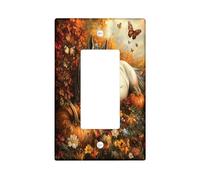 Couvercle d'interrupteur décoratif de style rustique à 1 voie, motif citrouille d'automne et fleur sauvage, taille standard, plaque frontale électrique scénique pour chambre à coucher, salon