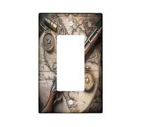 Couvercle d'interrupteur décoratif en forme de carte au trésor nautique - 1 interrupteur à bascule simple - Plaque murale vintage - Plaque murale électrique rustique pour chambre à coucher, salon