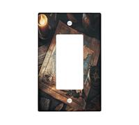 Couvercle d'interrupteur décoratif en forme de carte au trésor nautique - 1 interrupteur à bascule simple - Plaque murale rustique - Plaque murale électrique vintage pour chambre à coucher, salon