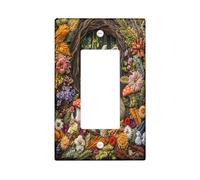 Couvercle d'interrupteur décoratif en forme de lapin à bascule simple, motif floral d'automne - Plaque murale pour chambre à coucher, salon