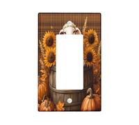 Couvercle d'interrupteur décoratif en forme de mouton d'automne de ferme, 1 interrupteur à bascule simple, plaque murale en forme de citrouille à carreaux d'automne pour décoration de chambre à