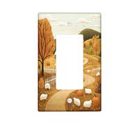 Couvercle d'interrupteur décoratif en forme de mouton d'automne de ferme, 1 interrupteur à bascule simple, couverture murale scénique de blé agricole d'automne de taille standard, plaque frontale