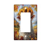 Couvercle d'interrupteur décoratif en forme de mouton d'automne de ferme, 1 interrupteur à bascule simple, plaque murale panoramique de tournesol automnal, plaque murale électrique pour chambre à