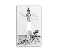 Couvercle d'interrupteur décoratif en forme de phare dessiné à la main, 1 interrupteur simple, plaque murale nautique minimaliste abstraite, plaque murale pour décoration de chambre à coucher, salon