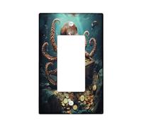 Couvercle d'interrupteur décoratif en forme de pieuvre océan, 1 interrupteur à bascule simple, couverture murale au trésor sous-marin, taille standard, plaque frontale électrique pour chambre à