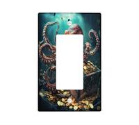 Couvercle d'interrupteur décoratif en forme de pieuvre océan, 1 interrupteur à bascule simple, plaque murale au trésor sous-marin, plaque murale électrique pour chambre à coucher, salon