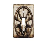 Couvercle d'interrupteur décoratif en forme de tête de mort de vache occidentale, plaque murale en bois rustique, plaque murale vintage sud-ouest électrique pour chambre à coucher, salon