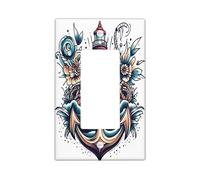 Couvercle d'interrupteur décoratif esthétique rétro avec ancre nautique, 1 interrupteur à bascule simple, plaque murale de phare vintage, taille standard, plaque frontale électrique océan pour chambre