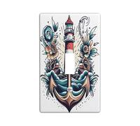 Couvercle d'interrupteur décoratif esthétique rétro avec ancre nautique 1 interrupteur simple, plaque murale de phare vintage, taille standard, plaque frontale électrique océan pour chambre à coucher