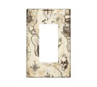 Couvercle d'interrupteur décoratif vintage en forme de carte au trésor nautique - 1 interrupteur à bascule simple - Plaque murale de bateau rétro - Taille standard, routes fraîches - Plaque électrique