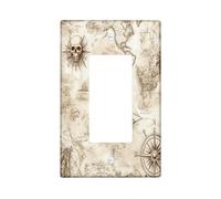 Couvercle d'interrupteur décoratif vintage en forme de carte au trésor nautique - 1 interrupteur à bascule simple - Plaque murale rétro - Routes froides - Plaque électrique pour chambre à coucher