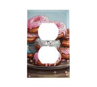 Couvercle d'interrupteur en forme de donuts de dessin animé, plaque murale en acier inoxydable, plaque murale de prise de courant duplex, couvercles de prise électrique pour la maison et le salon