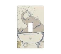 Couvercle d'interrupteur minimaliste mignon éléphant prenant un bain dans la baignoire, plaque murale décorative à bascule unique pour cuisine, ferme, chambre à coucher, salle de bain, décoration