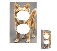 Couvercle d'interrupteur mural en forme de chien doré - 1 interrupteur - Couvercle décoratif pour prise électrique - Plaque frontale pour salle de bain et cuisine - 12,7 x 7,6 cm