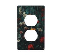 Couvercle d'interrupteur vintage avec fleurs sauvages sombres académie Renaissance - Plaque murale décorative pour cuisine, salle de bain - Dimensions : 7 x 11,4 cm