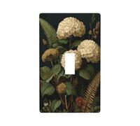 Couvercle d'interrupteur vintage botanique avec motif hortensias et fougères - Plaque murale décorative simple pour cuisine, ferme, chambre à coucher, salle de bain