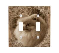 Couvercle d'interrupteur vintage de Poméranie - Portrait de chien antique dans un ton sépia, parfait pour les amoureux des animaux, décoration d'intérieur, matériau thermoplastique double bascule